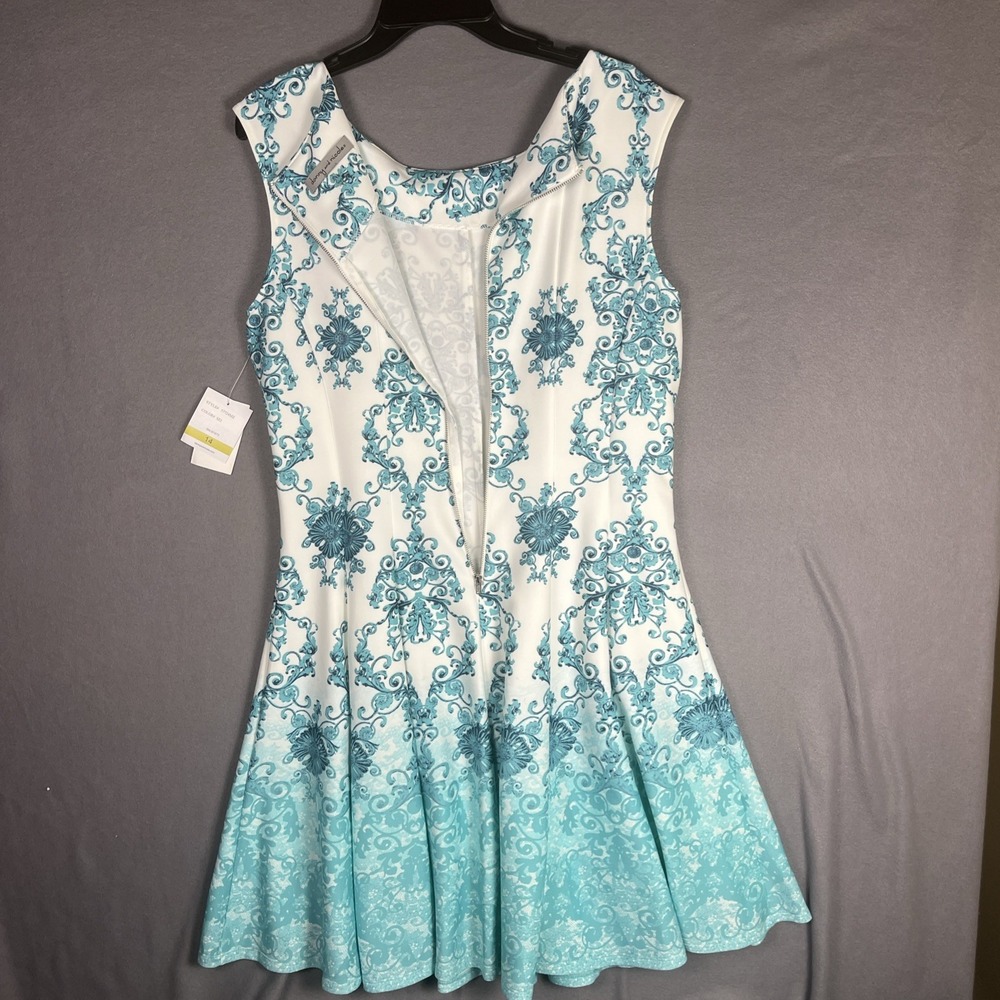 NWT- Danny and Nicole Floral Fit & Flare Dress Seafoam Ivory Women SZ 14 - Picture 6 of 7